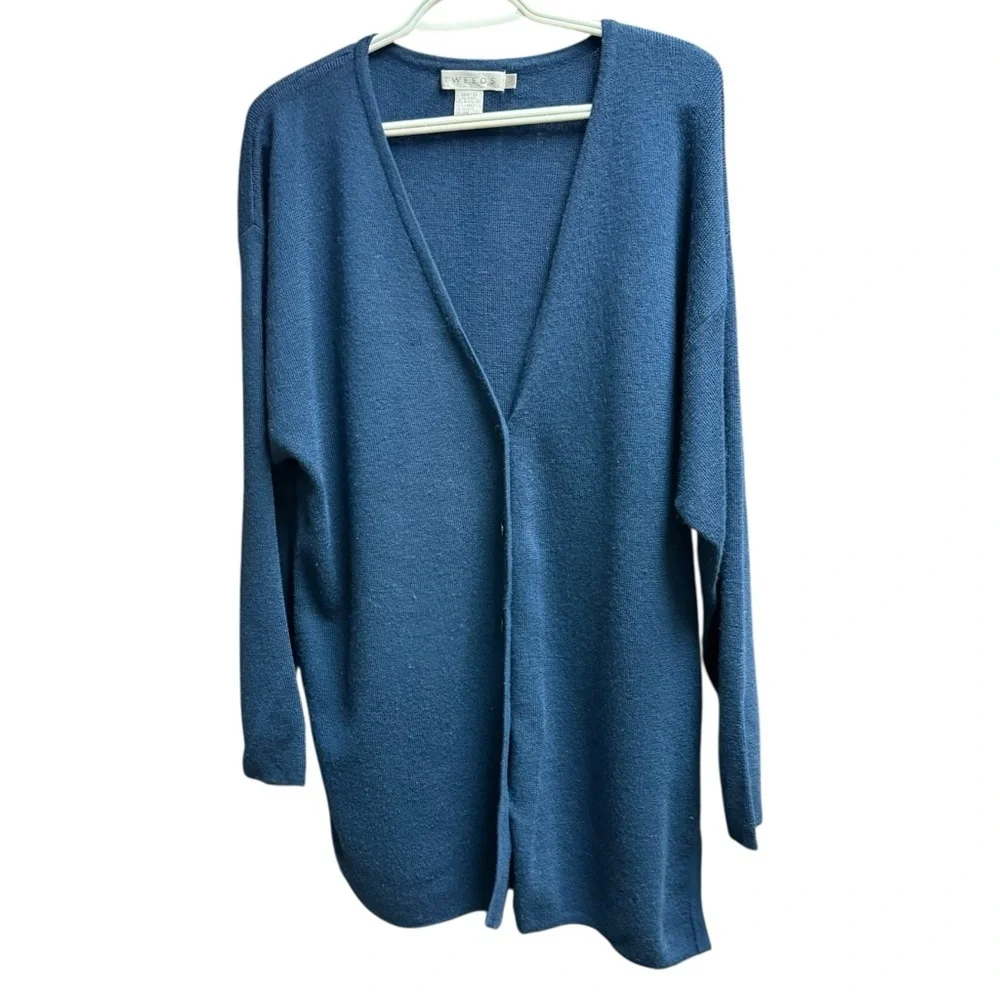 Vintage Tweeds 100% Lambswool V-Neck Teal Long Sleeve Cardigan - Large